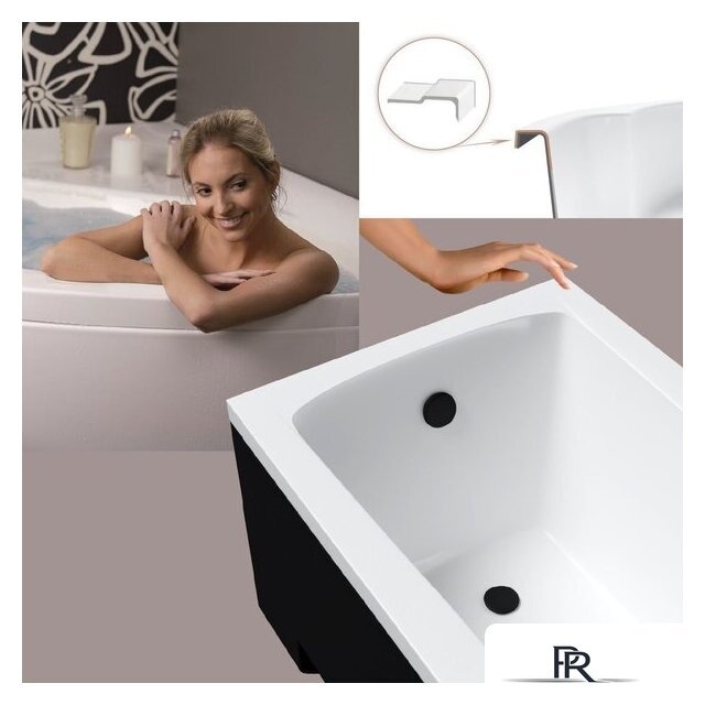 Ванна Lauter Bianca 140 21207140 (с ножками, черным подголов.,черным лиц. и торц.экраном) - Изображение №7 — Интернет-магазин ПроЗаказ