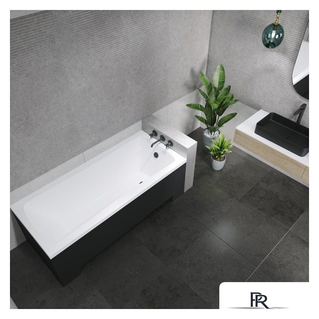 Ванна Lauter Bianca 140 21207140 (с ножками, черным подголов.,черным лиц. и торц.экраном) - Изображение №11 — Интернет-магазин ПроЗаказ