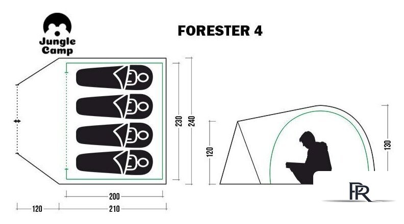 Треккинговая палатка Jungle Camp Forester 4 (камуфляж) - Изображение №5 — Интернет-магазин ПроЗаказ