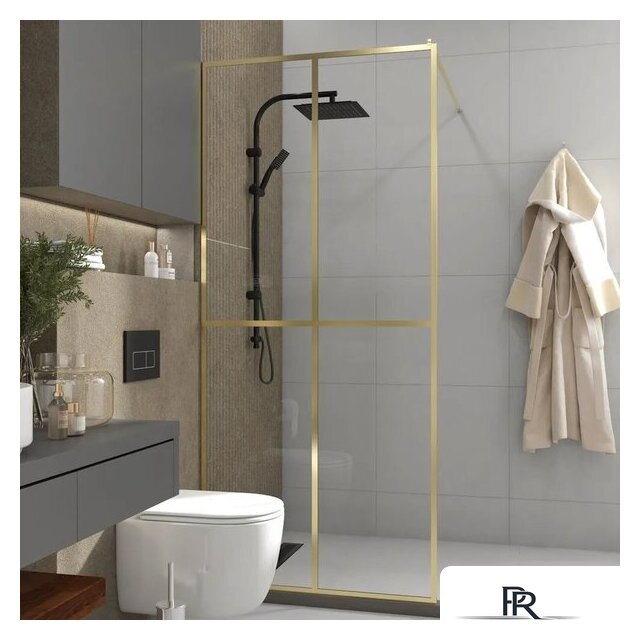 Душевая стенка Teymi Helmi 90x200 T00304 (прозрачное стекло/золото глянцевый) - Изображение №7 — Интернет-магазин ПроЗаказ