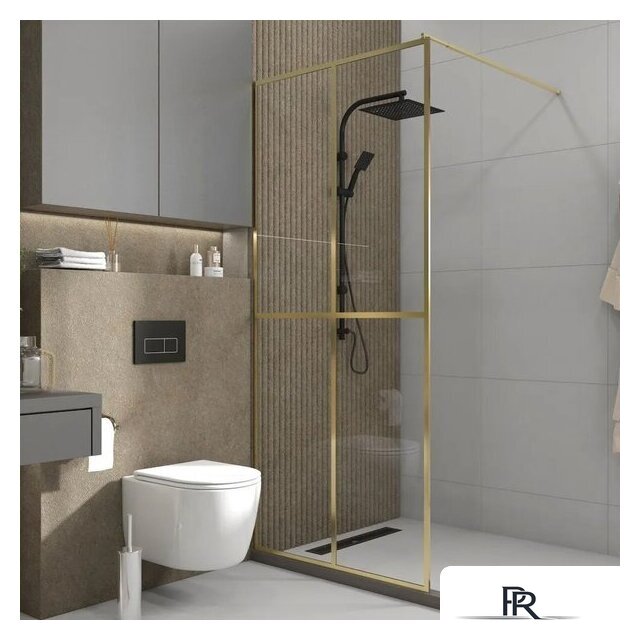 Душевая стенка Teymi Helmi 90x200 T00304 (прозрачное стекло/золото глянцевый) - Изображение №5 — Интернет-магазин ПроЗаказ