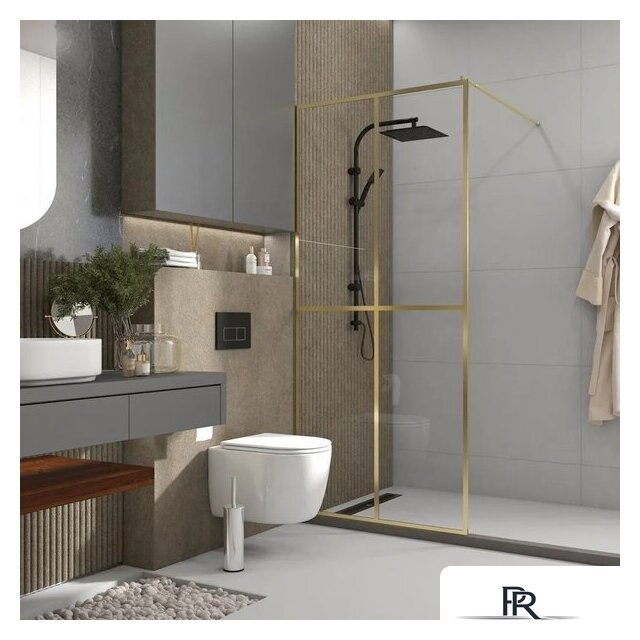 Душевая стенка Teymi Helmi 90x200 T00304 (прозрачное стекло/золото глянцевый) - Изображение №6 — Интернет-магазин ПроЗаказ