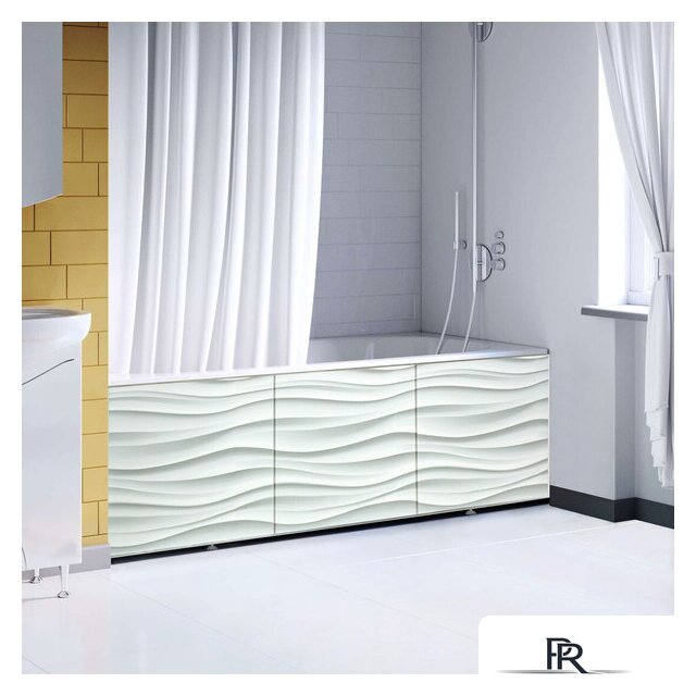 Фронтальный экран под ванну Comfort Alumin Волна белая 3D 1.5 - Изображение №1 — Интернет-магазин ПроЗаказ