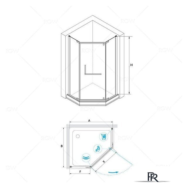 Душевой уголок RGW PA-081 35088188-11 80x80 (хром/прозрачное стекло) - Изображение №2 — Интернет-магазин ПроЗаказ