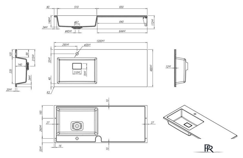 Умывальник Roxen Faber 120L 30010120L-W - Изображение №4 — Интернет-магазин ПроЗаказ