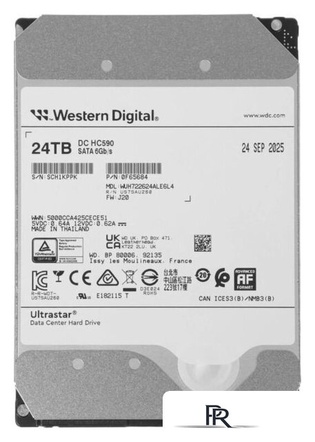 Жесткий диск WD Ultrastar DC HC590 24TB WUH722624ALE6L4 - Изображение №1 — Интернет-магазин ПроЗаказ