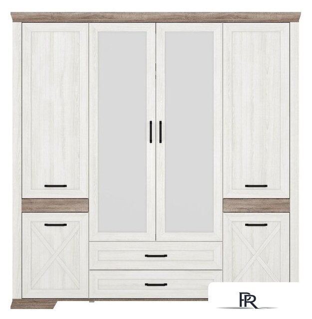 Шкаф распашной Black Red White Marselle SZF6D2S (ясень снежный/дуб сонома темный) - Изображение №1 — Интернет-магазин ПроЗаказ