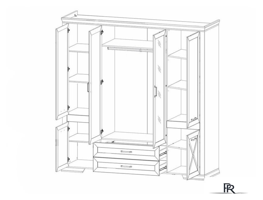 Шкаф распашной Black Red White Marselle SZF6D2S (ясень снежный/дуб сонома темный) - Изображение №3 — Интернет-магазин ПроЗаказ