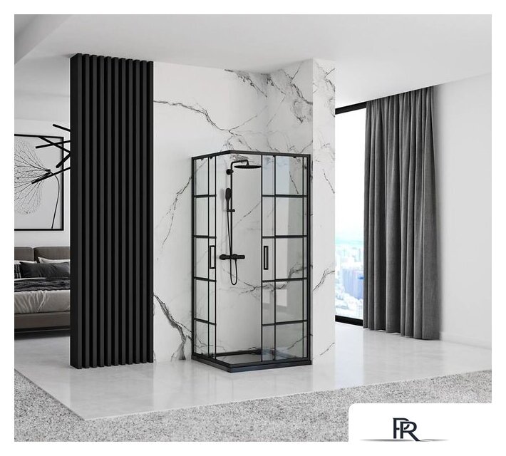 Душевой уголок Rea Concept 90x90 (черный/прозрачное стекло) - Изображение №3 — Интернет-магазин ПроЗаказ