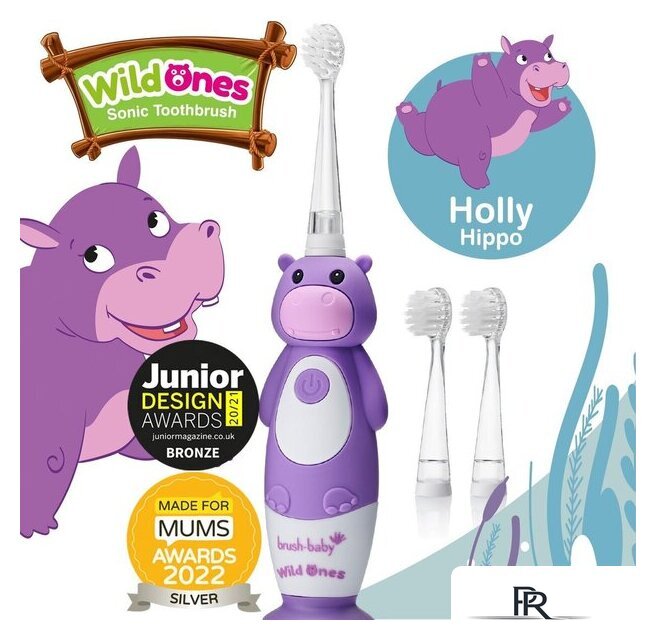 Электрическая зубная щетка Brush-Baby WildOnes Hippo - Изображение №4 — Интернет-магазин ПроЗаказ