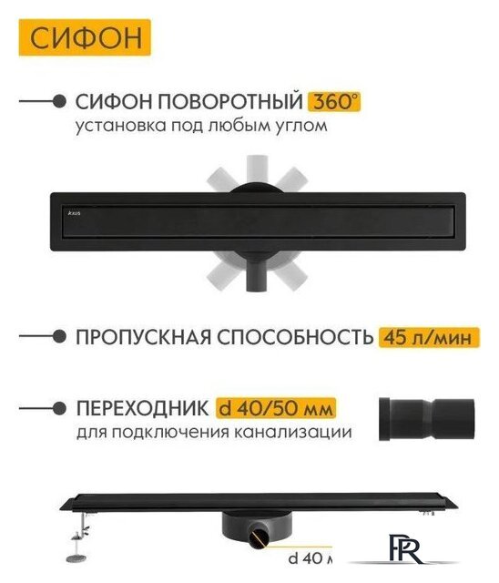 Трап/канал Axus Universal 800 Black - Изображение №10 — Интернет-магазин ПроЗаказ