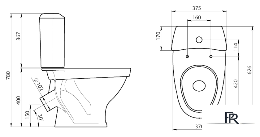 Унитаз напольный Santeri Вест Стандарт (1.P201.8.S00.00B.F) - Изображение №2 — Интернет-магазин ПроЗаказ