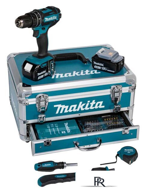 Ударная дрель-шуруповерт Makita DHP482RFX9 (с 2-мя АКБ, кейс, оснастка) - Изображение №1 — Интернет-магазин ПроЗаказ