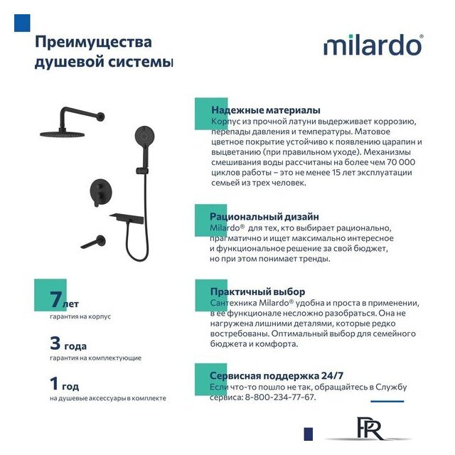 Душевая система  Milardo RORBL03M68 - Изображение №9 — Интернет-магазин ПроЗаказ