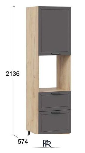 Шкаф напольный Трия Лорас 1П6Я2 с одной дверью и двумя ящиками (дуб крафт золотой/холст вулкан) - Изображение №3 — Интернет-магазин ПроЗаказ