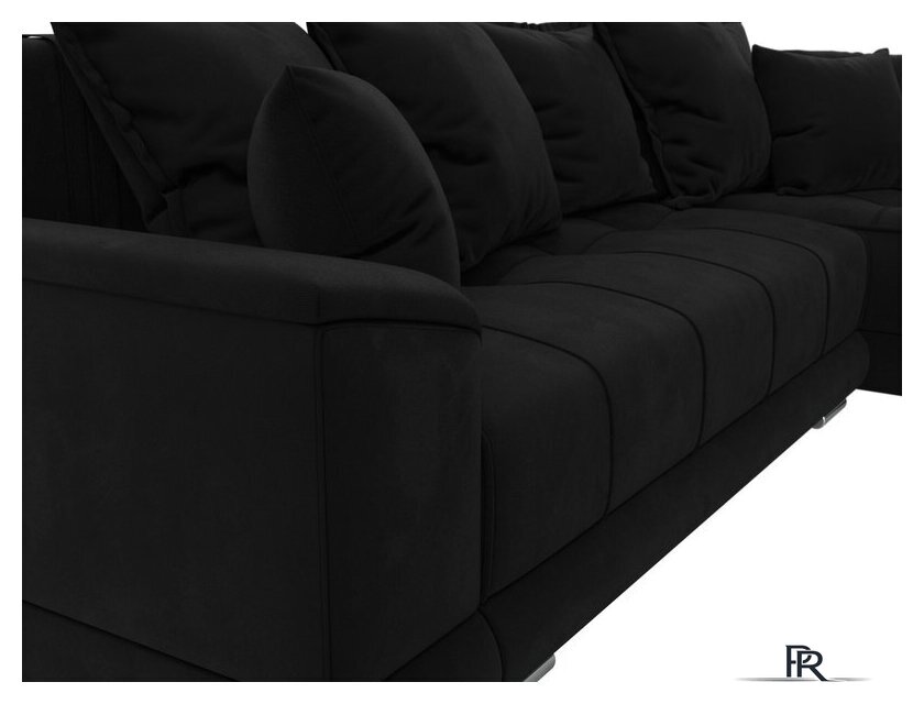 Угловой диван Лига диванов НордСтар правый 121117 (микровельвет черный/подушки микровельвет черный) - Изображение №3 — Интернет-магазин ПроЗаказ