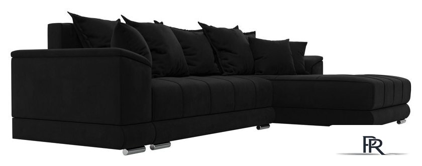 Угловой диван Лига диванов НордСтар правый 121117 (микровельвет черный/подушки микровельвет черный) - Изображение №4 — Интернет-магазин ПроЗаказ