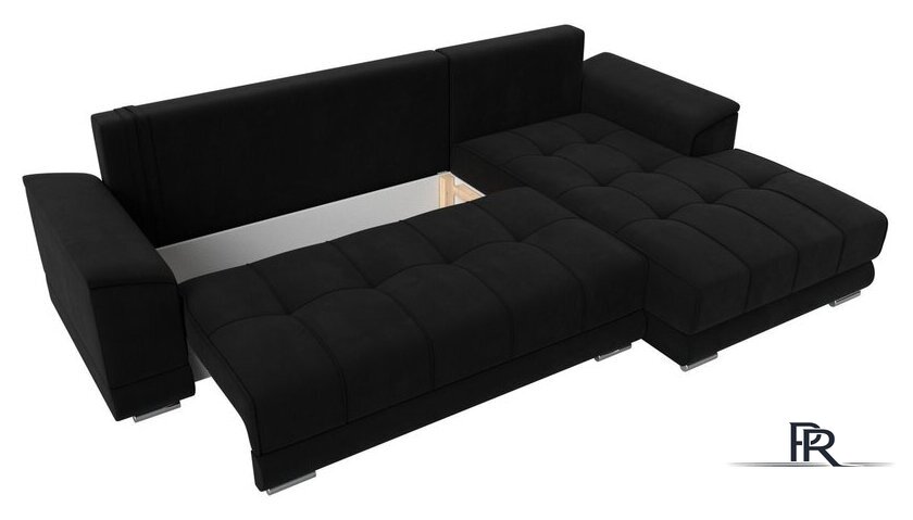 Угловой диван Лига диванов НордСтар правый 121117 (микровельвет черный/подушки микровельвет черный) - Изображение №7 — Интернет-магазин ПроЗаказ