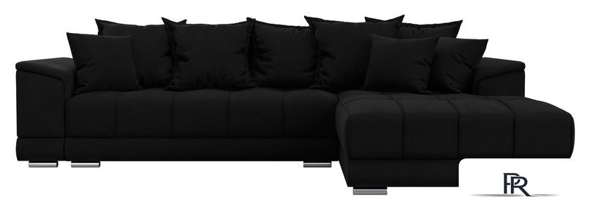 Угловой диван Лига диванов НордСтар правый 121117 (микровельвет черный/подушки микровельвет черный) - Изображение №2 — Интернет-магазин ПроЗаказ