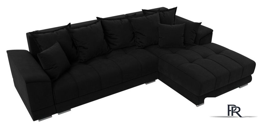 Угловой диван Лига диванов НордСтар правый 121117 (микровельвет черный/подушки микровельвет черный) - Изображение №6 — Интернет-магазин ПроЗаказ