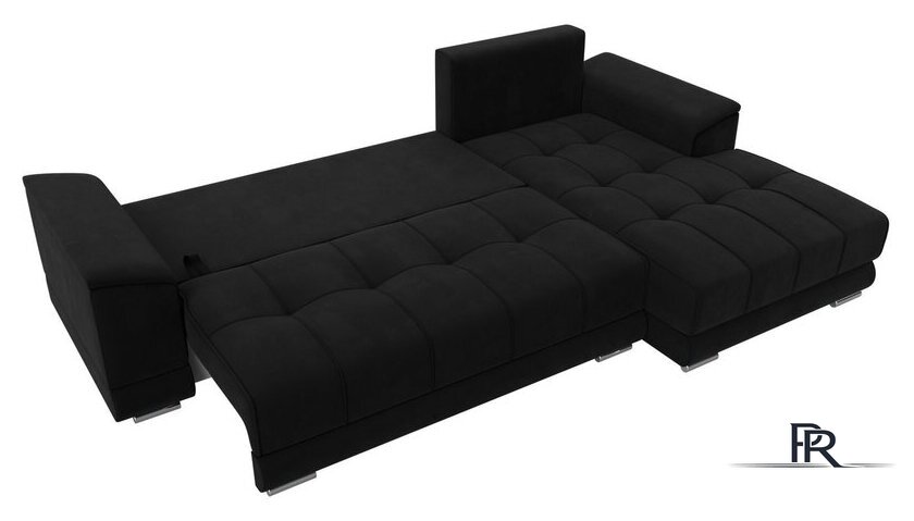 Угловой диван Лига диванов НордСтар правый 121117 (микровельвет черный/подушки микровельвет черный) - Изображение №8 — Интернет-магазин ПроЗаказ