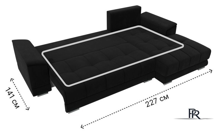 Угловой диван Лига диванов НордСтар правый 121117 (микровельвет черный/подушки микровельвет черный) - Изображение №9 — Интернет-магазин ПроЗаказ