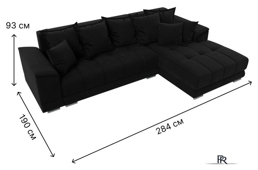 Угловой диван Лига диванов НордСтар правый 121117 (микровельвет черный/подушки микровельвет черный) - Изображение №10 — Интернет-магазин ПроЗаказ