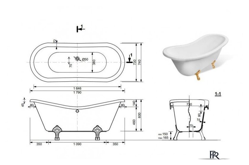 Ванна Эстет Boston 180x74 Silk ФР-00014525 - Изображение №11 — Интернет-магазин ПроЗаказ