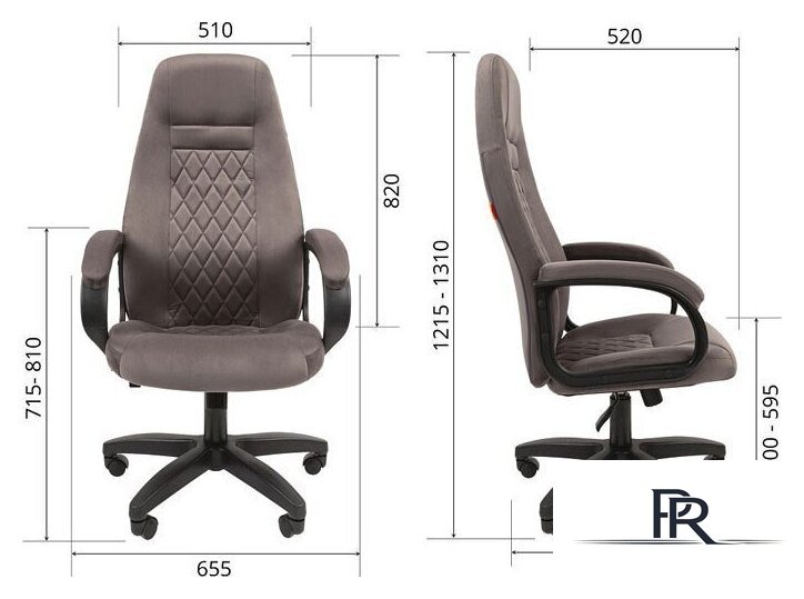 Офисное кресло CHAIRMAN Home 951 (велюр, Т-55 серый) - Изображение №4 — Интернет-магазин ПроЗаказ