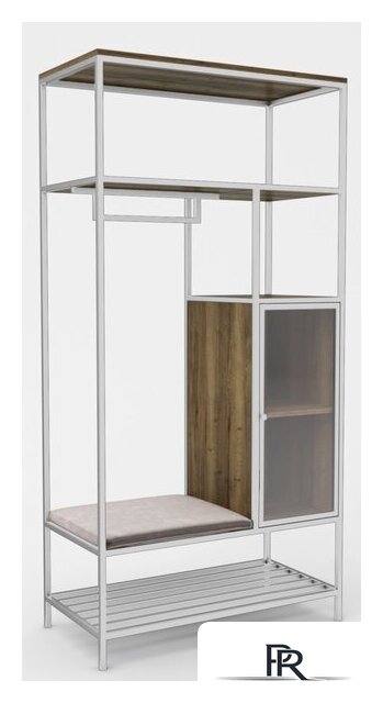 Стеллаж Hype Mebel Босс 100x200 (белый/дуб галифакс олово/велюр серый) - Изображение №1 — Интернет-магазин ПроЗаказ