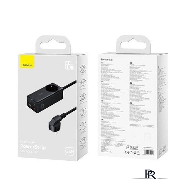 Сетевое зарядное Baseus GaN3 Pro Desktop Powerstrip AC+2U+2C 65W PSZM000901 - Изображение №8 — Интернет-магазин ПроЗаказ