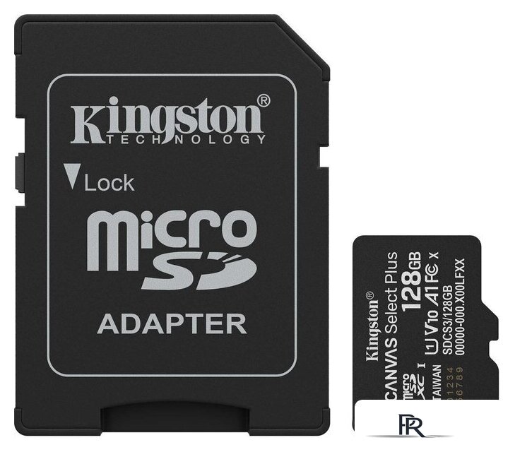 Карта памяти Kingston Canvas Select Plus microSDXC 128GB SDCS3/128GB (с адаптером) - Изображение №1 — Интернет-магазин ПроЗаказ
