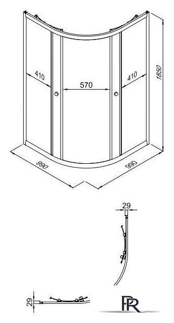 Душевой уголок Triton Альфа-Хром 100х100 (без поддона) - Изображение №4 — Интернет-магазин ПроЗаказ