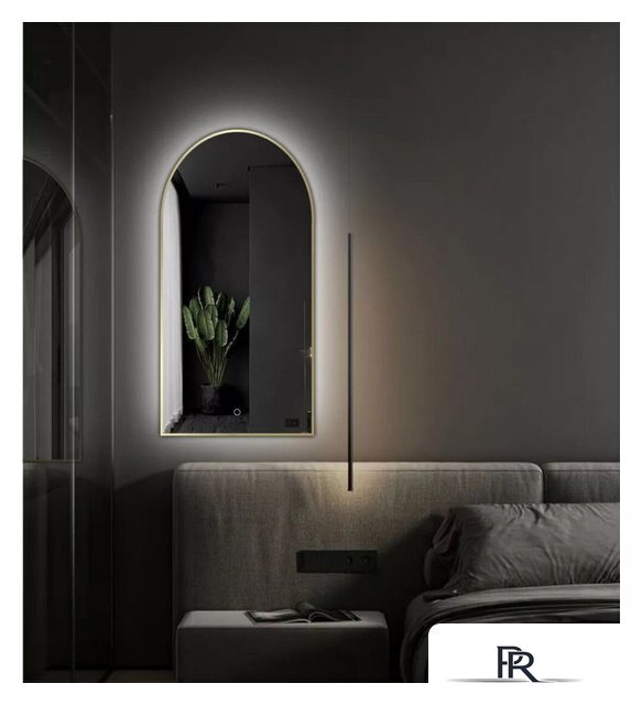 Зеркало EMZE Led с подсветкой и УФ-окантовкой 50x100 LED.UV.ARC.50.100.AUR (золото) - Изображение №5 — Интернет-магазин ПроЗаказ