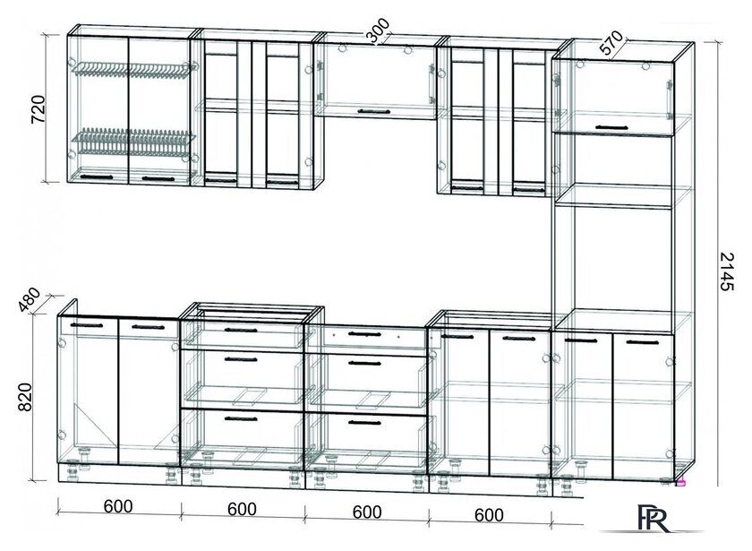 Готовая кухня Интерлиния Мила 3.0 ВТ без столешницы (дуб золотой/бетон) - Изображение №2 — Интернет-магазин ПроЗаказ