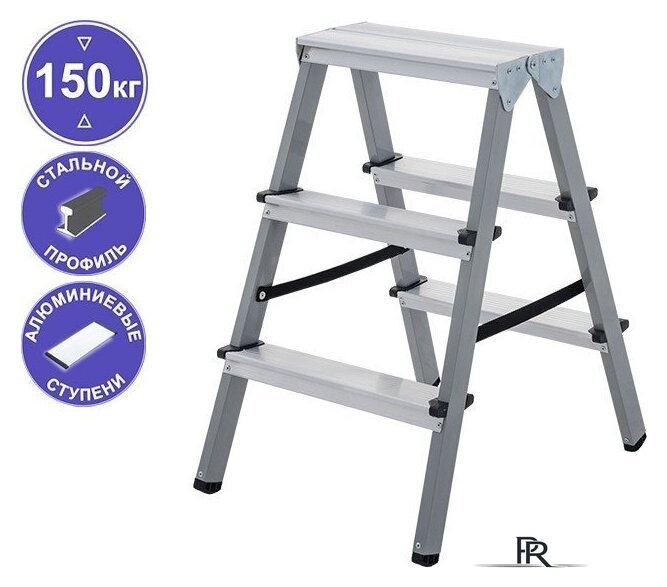 Лестница-стремянка Новая высота NV 114 двухсторонняя 2x3 ступеней - Изображение №1 — Интернет-магазин ПроЗаказ