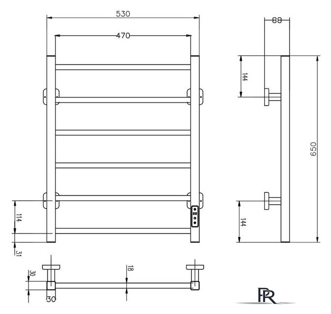 Полотенцесушитель Roxen Square BK-109SW-6T 11050-5365W (белый) - Изображение №6 — Интернет-магазин ПроЗаказ
