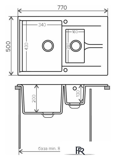 Кухонная мойка Polygran Brig-770 (песочный 302) - Изображение №2 — Интернет-магазин ПроЗаказ