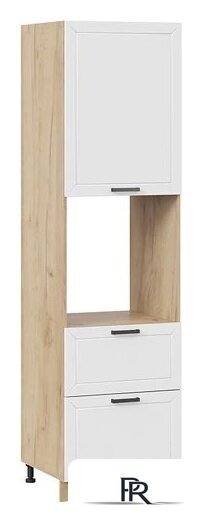 Шкаф напольный Трия Лорас 1П6Я2 с одной дверью и двумя ящиками (дуб крафт золотой/холст белый) - Изображение №1 — Интернет-магазин ПроЗаказ