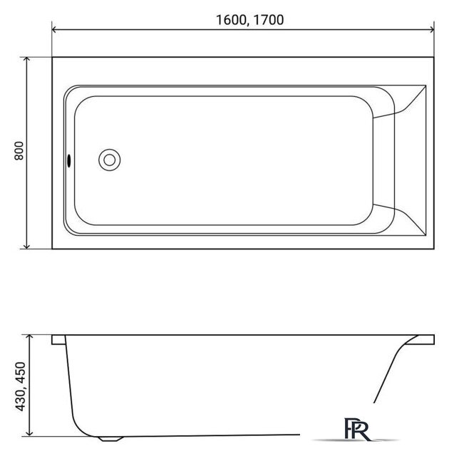 Ванна Lauter Seraphina 160x80 2112160L (с ножками и сифоном 21Y11030 хром) - Изображение №15 — Интернет-магазин ПроЗаказ