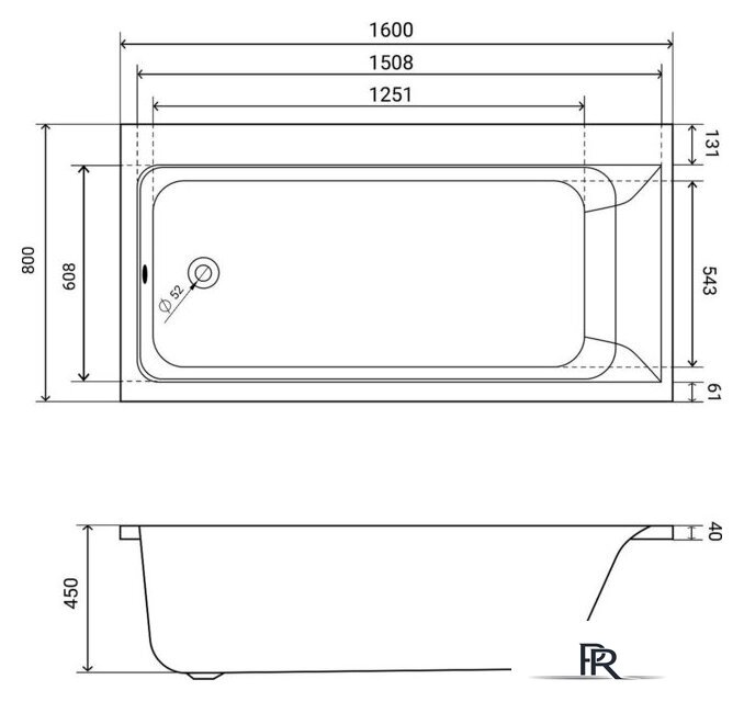Ванна Lauter Seraphina 160x80 2112160L (с ножками и сифоном 21Y11030 хром) - Изображение №16 — Интернет-магазин ПроЗаказ