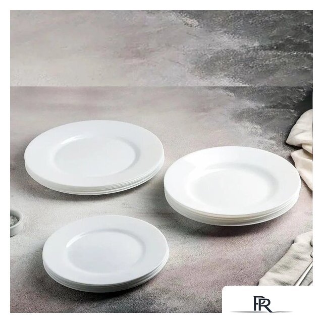 Набор тарелок Luminarc Plumi V5586 (18шт, белый) - Изображение №5 — Интернет-магазин ПроЗаказ