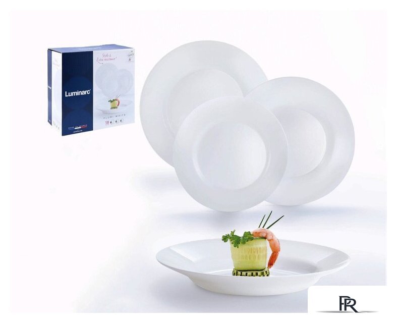 Набор тарелок Luminarc Plumi V5586 (18шт, белый) - Изображение №7 — Интернет-магазин ПроЗаказ