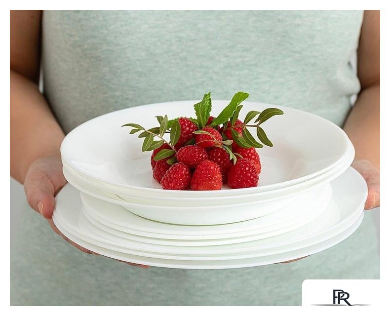 Набор тарелок Luminarc Plumi V5586 (18шт, белый) - Изображение №8 — Интернет-магазин ПроЗаказ