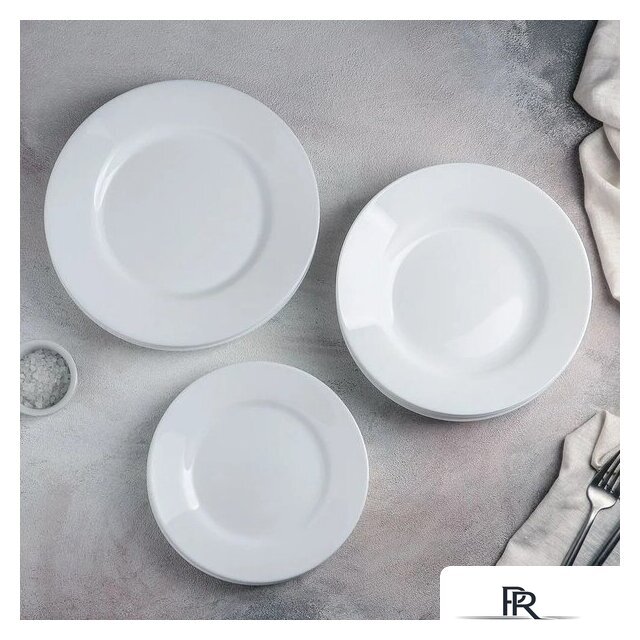 Набор тарелок Luminarc Plumi V5586 (18шт, белый) - Изображение №6 — Интернет-магазин ПроЗаказ