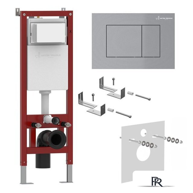 Инсталляция для унитаза Asten Readle Zentralmodul AR0501-0601M c кнопкой сатин (хром матовый) - Изображение №1 — Интернет-магазин ПроЗаказ