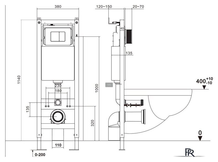 Инсталляция для унитаза Asten Readle Zentralmodul AR0501-0601M c кнопкой сатин (хром матовый) - Изображение №13 — Интернет-магазин ПроЗаказ