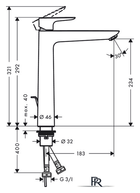 Смеситель Hansgrohe Talis E 71716670 (черный матовый) - Изображение №4 — Интернет-магазин ПроЗаказ