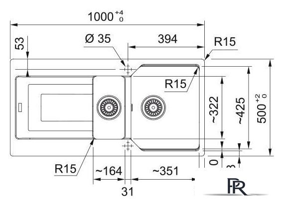 Кухонная мойка Franke Urban UBG 651-100 114.0697.747 (матовый черный) - Изображение №3 — Интернет-магазин ПроЗаказ