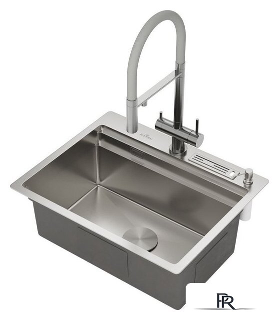 Кухонная мойка Roxen Stage 560250-60 сатин (c держателем для ножей, двумя коландерами, разделочной доской и дозатором) - Изображение №4 — Интернет-магазин ПроЗаказ